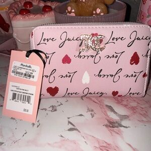 Juicy Couture V-love Letter Juicy Multi Compartment Zip Around Wallet Pink